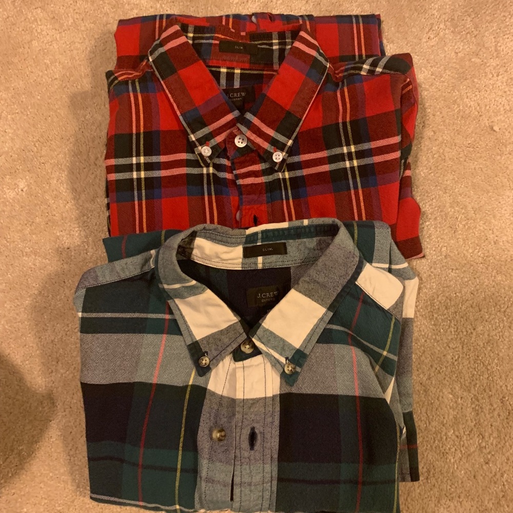 Two (2) medium slim button down Jcrew oxfords